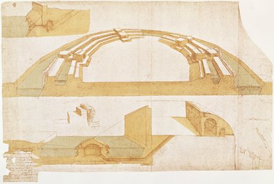 二重堀のある多角形の平面図上の要塞の研究Codex Atlanticusの116r、1504-8（紙にペンとインディアンのインク） 作： Leonardo da Vinci